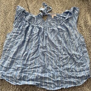 LC Lauren Conrad Light Blue Striped Blouse